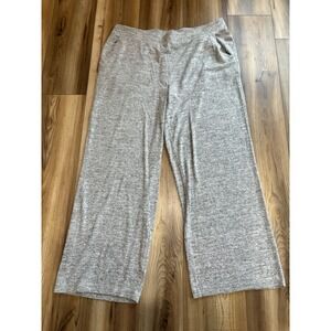 Chico's Lounge Casual Stretch Pants Sz 3R Heathered Gray Sift Pockets Wide Leg
